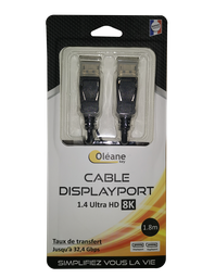 [OLCA-DP180] OLEANE Key Cable DisplayPort 1.4 Ultra HD 8K male/m?le 1.80m - Digital/Display/Video